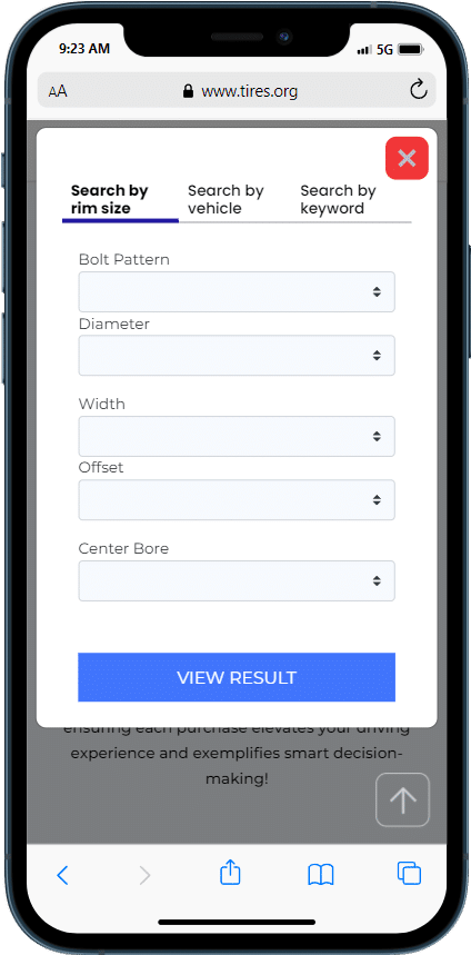 Tires.org Mobile View